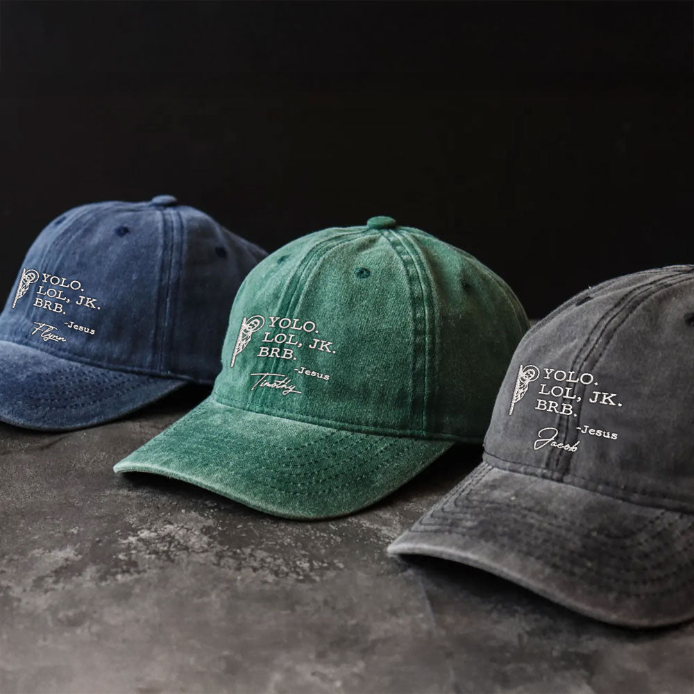 YOLO LOL JK BRB Jesus Funny Embroidered Cap LANT1039