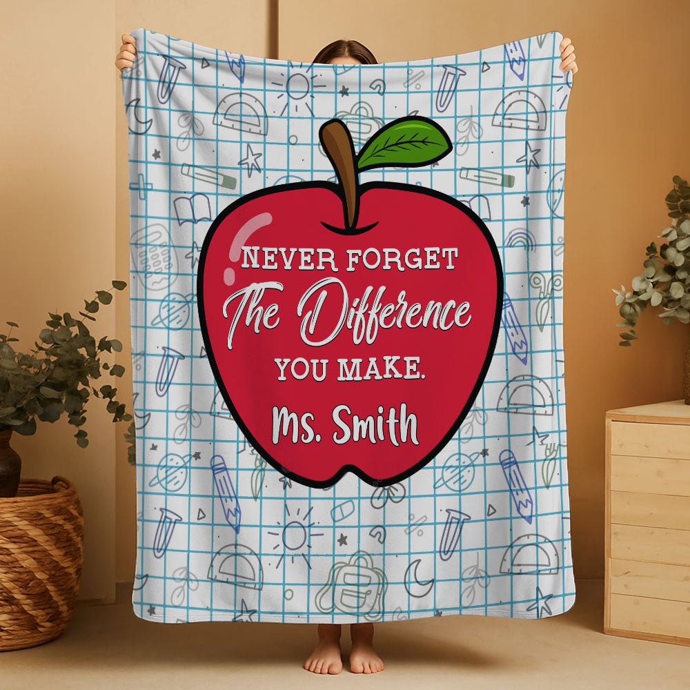 Never Forget The Difference You Make Teacher Blanket