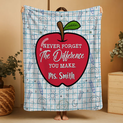 Never Forget The Difference You Make Teacher Blanket