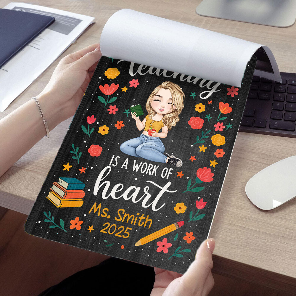 Teaching Is A Work Of Heart Wood Clipboard With Clip