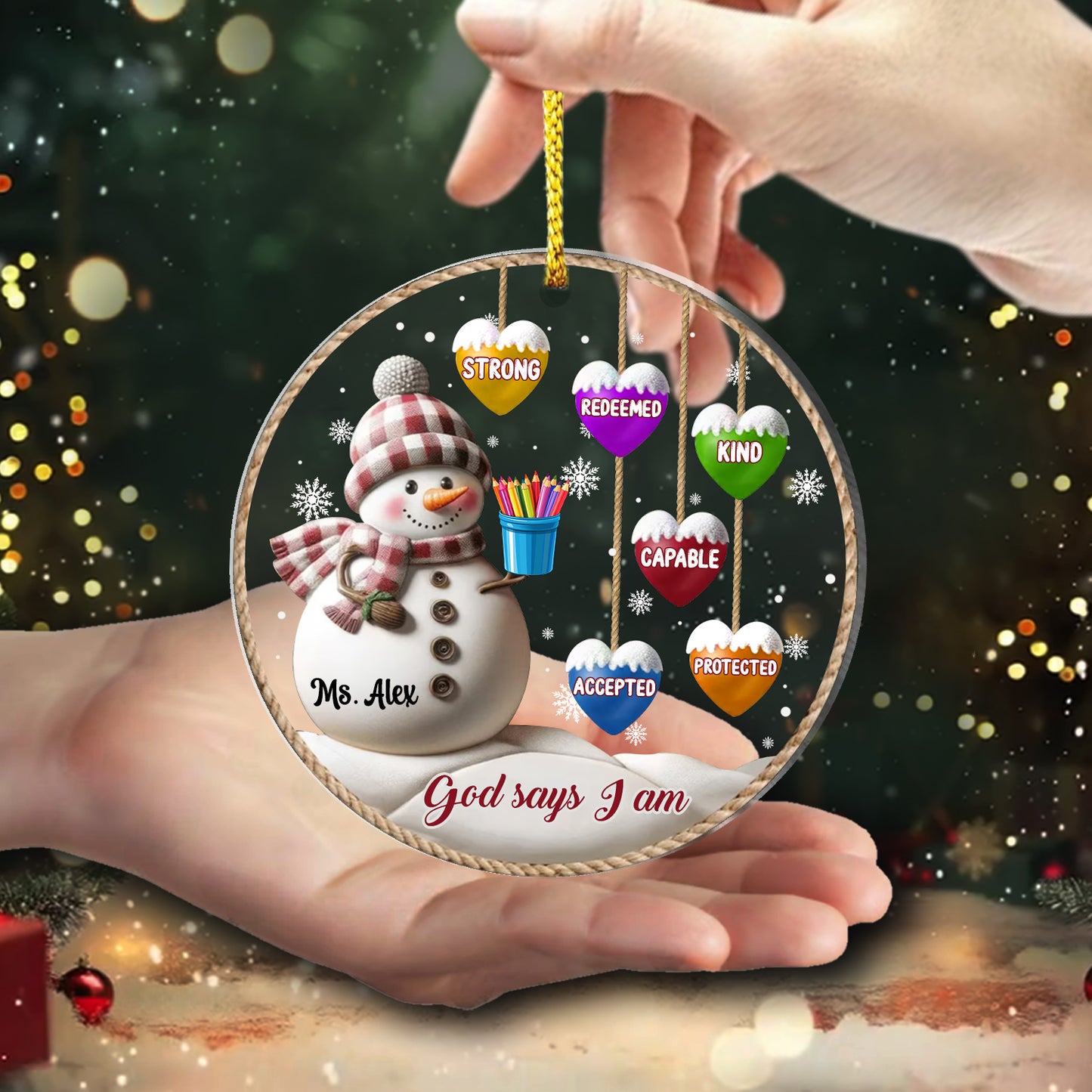 God Says I Am Teacher Acrylic Ornament