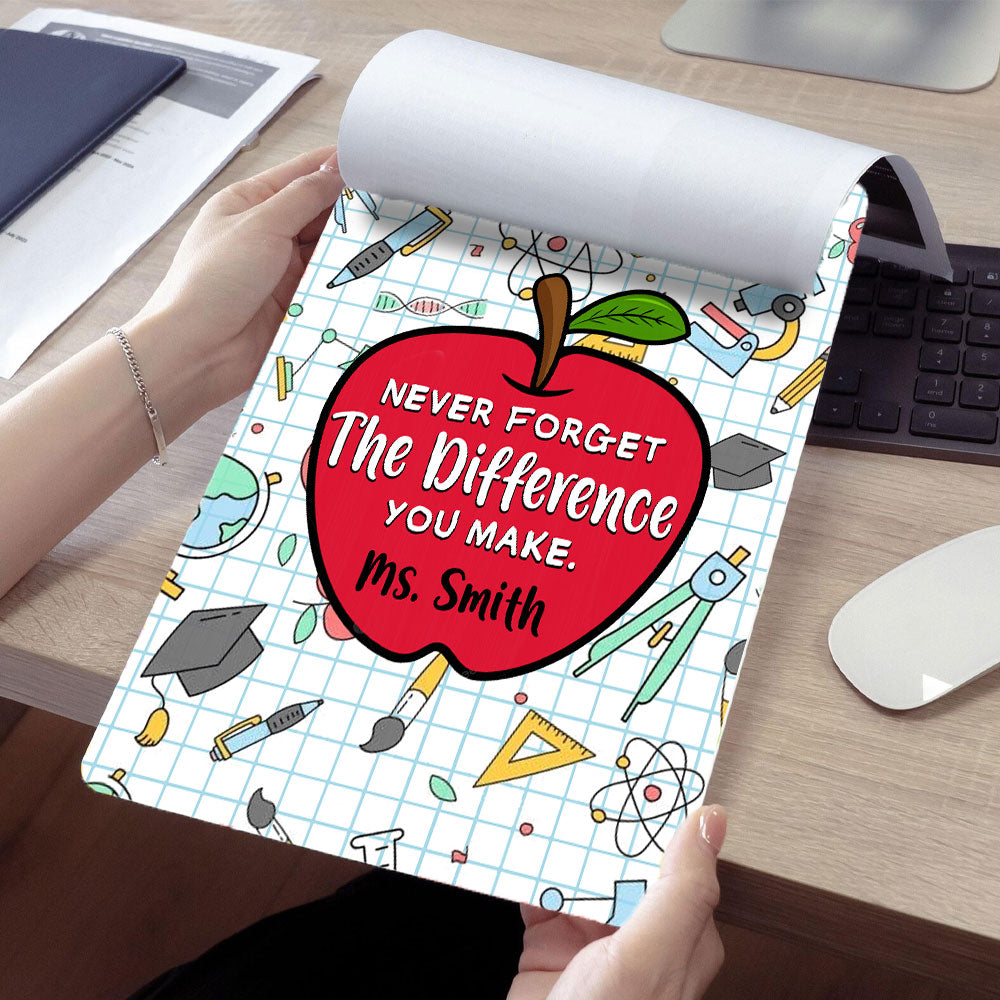 Never Forget The Difference You Make Teacher Wood Clipboard With Clip