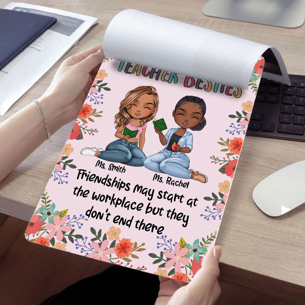 Teacher Besties Wood Clipboard With Clip