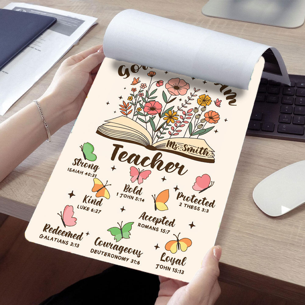 God Says I Am Teacher Wood Clipboard With Clip