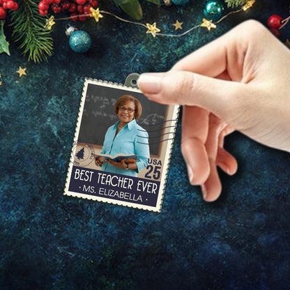 Best Teacher Ever Stamp Acrylic Ornament
