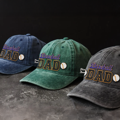 Custom Embroidered Baseball DAD Hat | Blue & Gold | Personalized Names