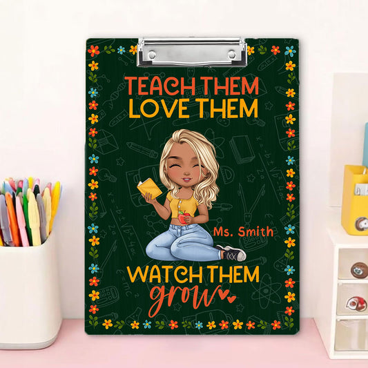 Teach Love Watch Grow Teacher Wood Clipboard With Clip