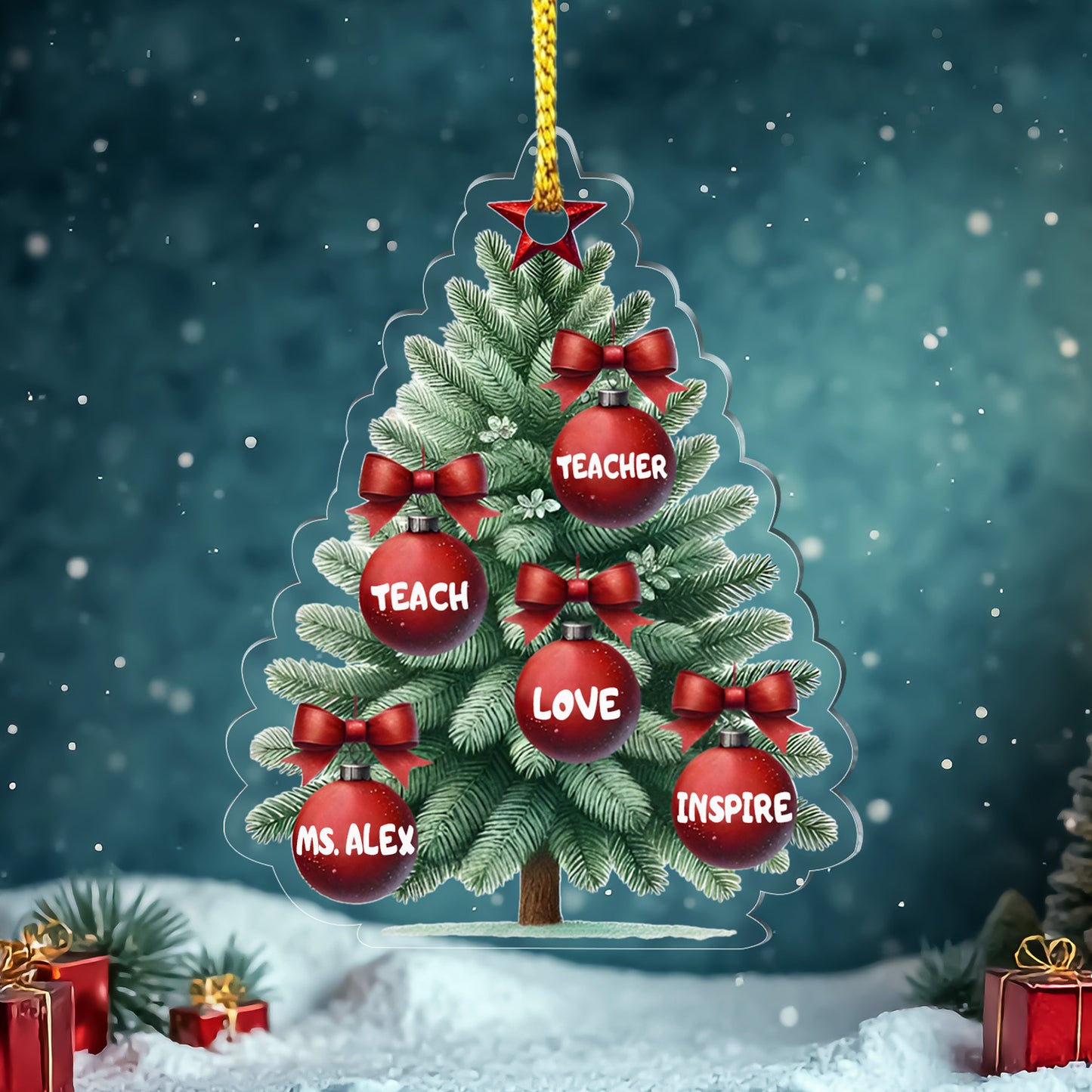 Teacher Teach Love Inspire Acrylic Ornament