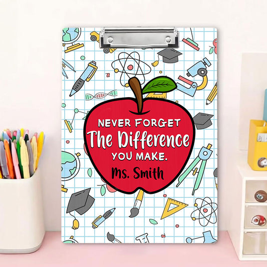 Never Forget The Difference You Make Teacher Wood Clipboard With Clip