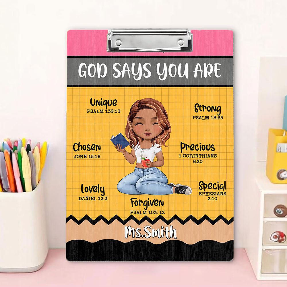 God Says You Are Teacher Wood Clipboard With Clip