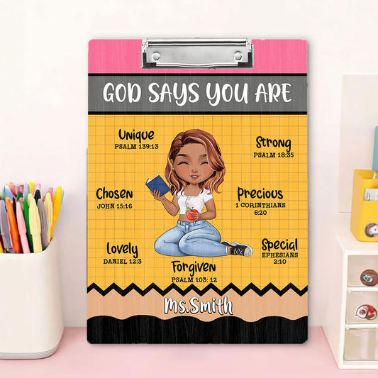 God Says You Are Teacher Wood Clipboard With Clip