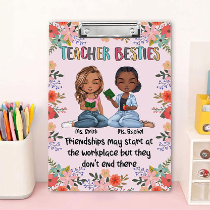 Teacher Besties Wood Clipboard With Clip