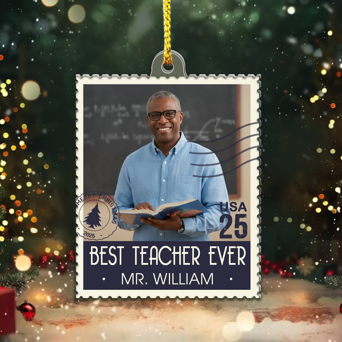 Best Teacher Ever Stamp Acrylic Ornament