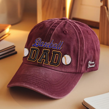 Custom Embroidered Baseball DAD Hat | Blue & Gold | Personalized Names