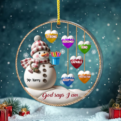 God Says I Am Teacher Acrylic Ornament