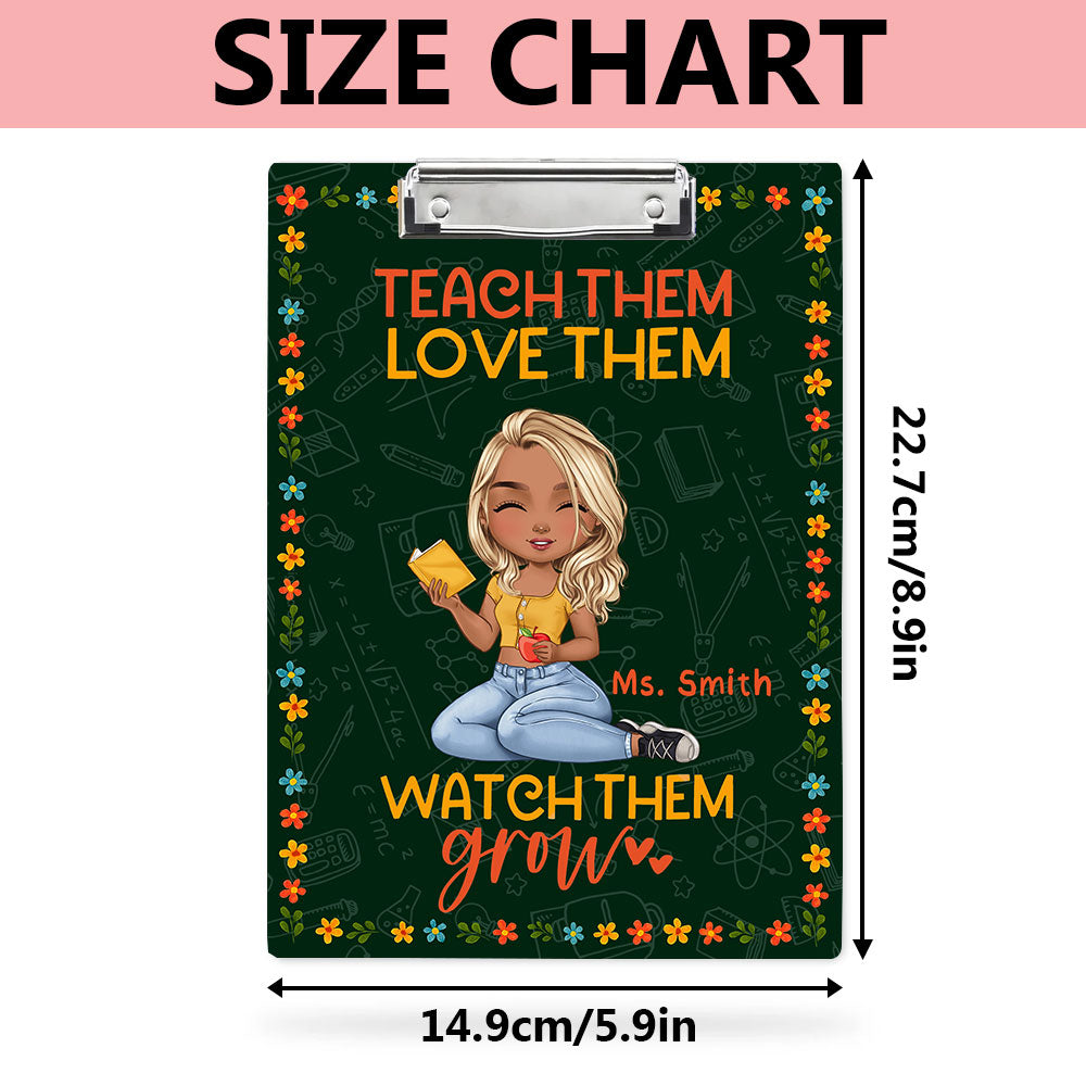 Teach Love Watch Grow Teacher Wood Clipboard With Clip