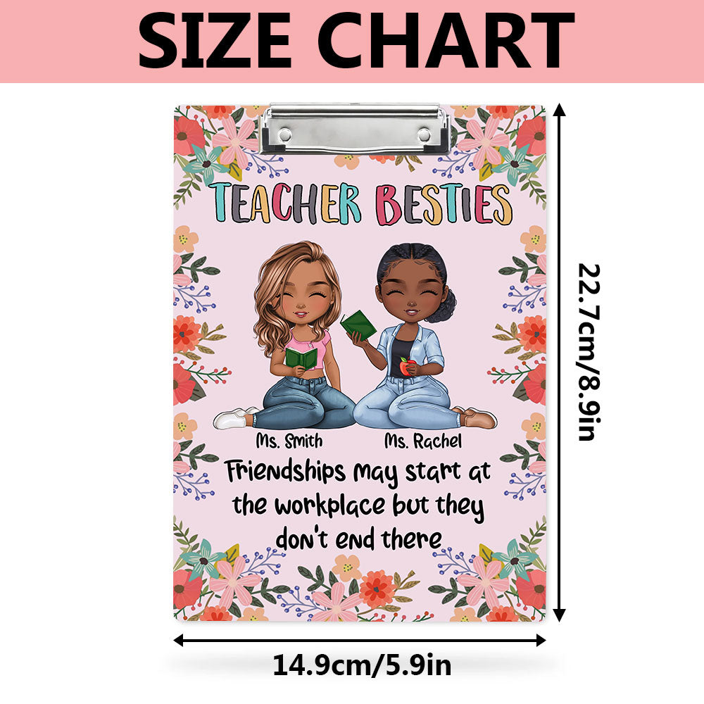 Teacher Besties Wood Clipboard With Clip