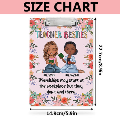 Teacher Besties Wood Clipboard With Clip