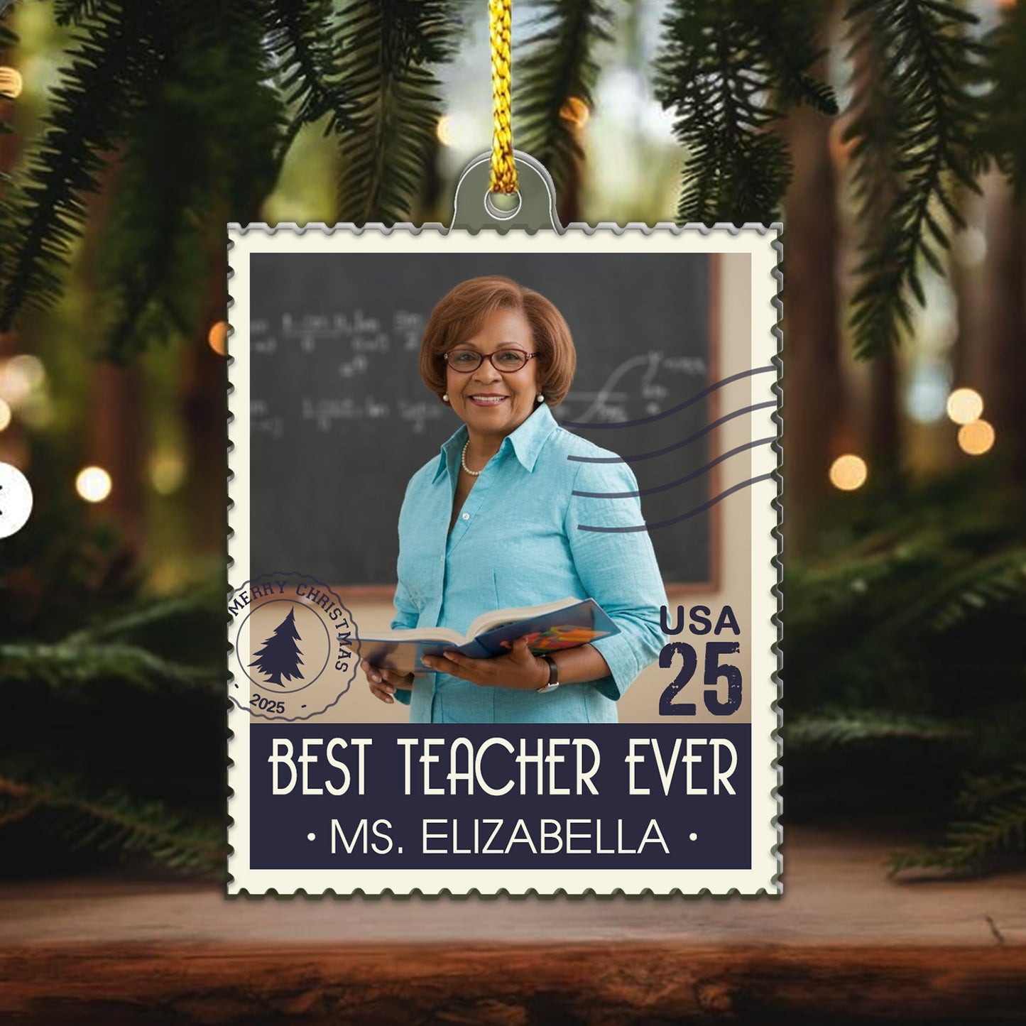 Best Teacher Ever Stamp Acrylic Ornament