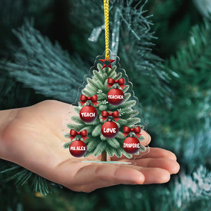 Teacher Teach Love Inspire Acrylic Ornament