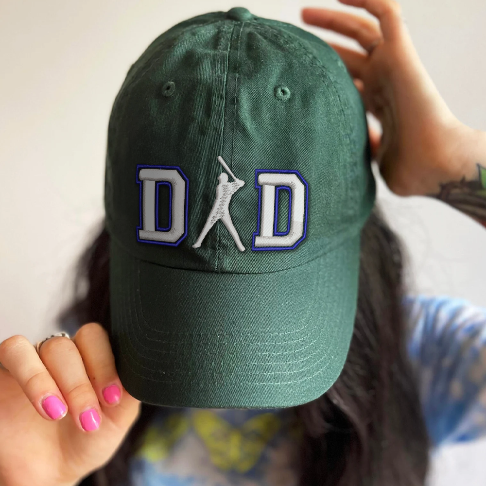 Custom Embroidered DAD Hat | Baseball Batter Design | Personalized Names