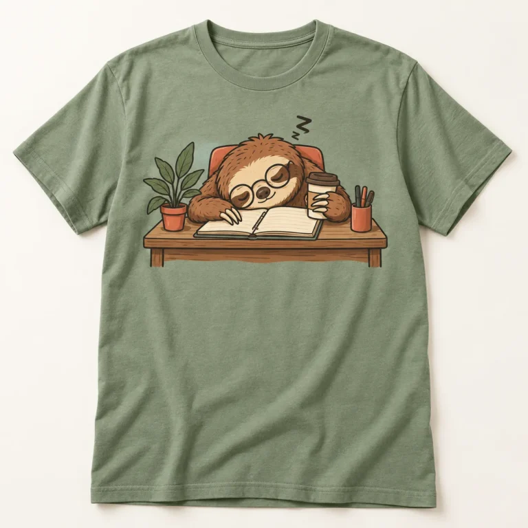 Sloth Desk Nap – Funny Cartoon Unisex T-Shirt