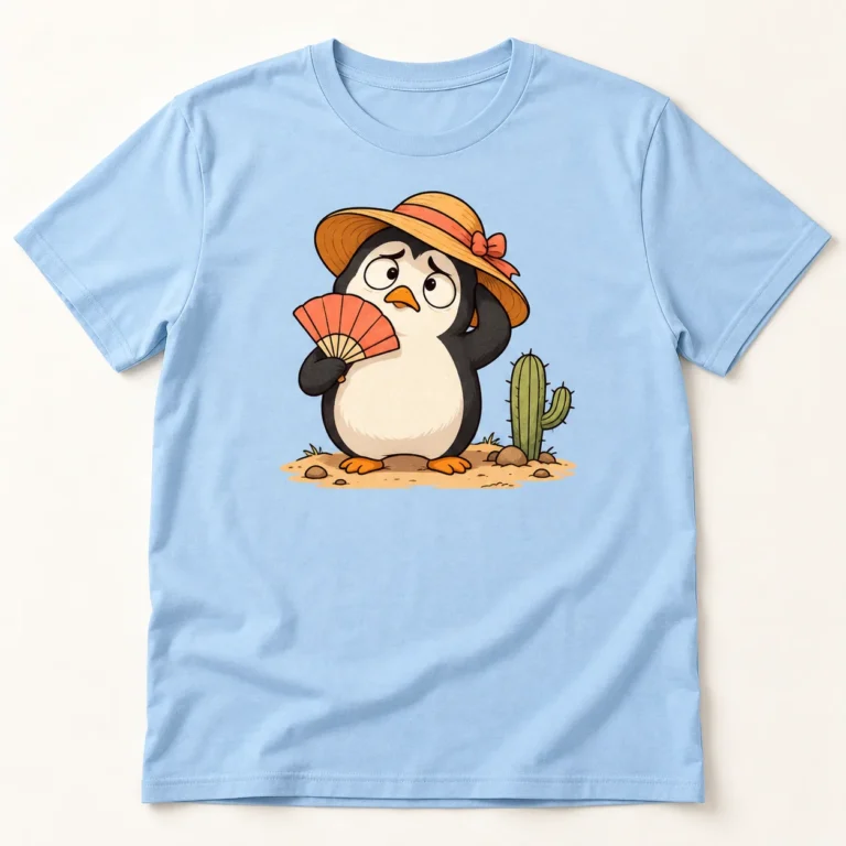Penguin Desert Tourist – Funny Cartoon Unisex T-Shirt